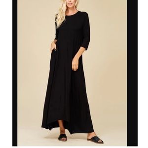 3/4 Maxi Swing Dress with Pockets